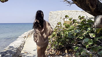 Preview 1 of Old 24 - Kinky Monika Fox Destroyed Holes With A Big Dildo In Background Of Ruins In Atlantic Ocean