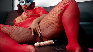 Preview 4 of Sex Mom Nd Son At Sleeping - Masked black girl seduces her fans from a sofa