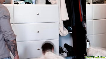 Preview 1 of Eat Scating Girl - A straight man Brock Kniles and his gay in law Devin Franco almost caught fucking in the closet