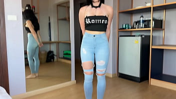 Preview 2 of Sex Korean Artist - StepSister Asked For Help Choosing Jeans And Gave Herself To Fuck - ep.1 (POV,  throatpie)