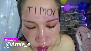 Preview 4 of Meguri Subtitle - slut Sloppy gagging blowjob lot of spit
