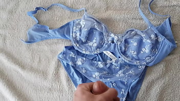 Preview 3 of Video Porn Idsh - Masturbating on blue Marie Jo lingerie