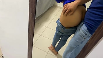 Preview 3 of Old Pervert Russian - sexy morena caliente es follada con sus jeans