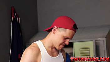 Preview 4 of Afghanistan Teen - Coach Mark Lax arches his back off of the end of his desk as Jack slides down the jockstrap to give the coach what he wants his big cock inside his ass
