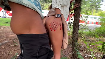 Preview 4 of Melodykush Bj - Risky public sex on the rails,  we were caught but we continued to fuck