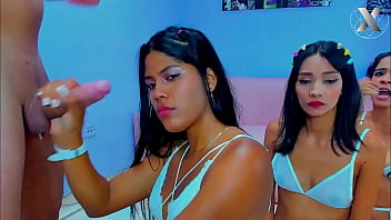 Preview 3 of Chut Me Mut Diya Porn Video - Slutty stepsisters get together to give a surprise blowjob to their stepfather