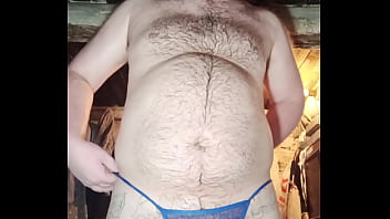 Preview 1 of Bf Xx Vedoes - Hot homemade video of a RUSSIAN village GAY.Superbly masturbated in a blue THONG and A HUGE dildo in the ass!
