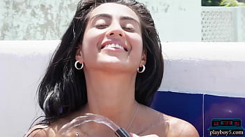 Preview 4 of Fw 0y - Playboy5.com - Petite latina babe Katherinne Sofia posing nude in the sun on a rooftop
