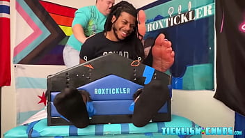 Preview 1 of Cmnf Vibrator Toy - Submissive black stud tickled all over feet and yummy cock