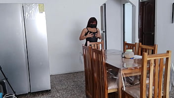 Preview 1 of Gaand Porn - Busty maid parades naked with the 60-year-old veteran who is blind at home