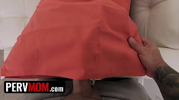 Preview 1 of Katrina Kozi - Asian StepMom Evie Ling Gets Surprised By Her StepSon Jerking Off His Massive Dick - PervMom