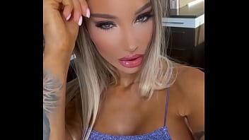 Preview 2 of Xxx Bhaha Com - Beautiful Monika Fox Poses In A Luxurious Blue Dress &amp_ Teases Pussy
