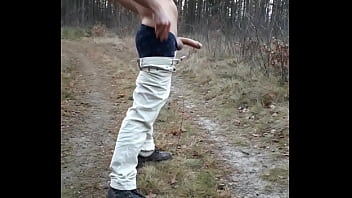 Preview 3 of High School Sex Xxx Bp C - Horny guy getting naked and playing with his big cock in a public road somewhere