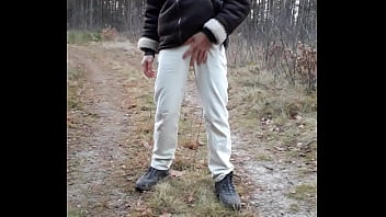 Preview 1 of High School Sex Xxx Bp C - Horny guy getting naked and playing with his big cock in a public road somewhere