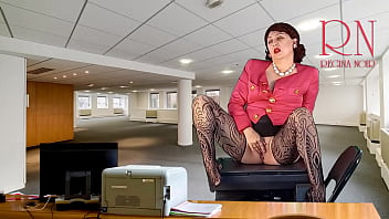 Preview 3 of Karmen Cirera - Naked secretary seduces her boss,  shows her pussy,  tits and masturbating her cunt.