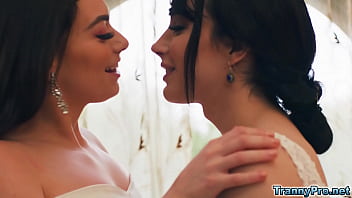 Preview 2 of China Office Sax Xxx 18 Old - Tranny Ariel Demure fucks her cisgender bride Sophia Burns during their first night as a newly married couple!