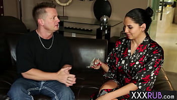 Preview 1 of Hd Ipron Videos - Big tits Latina MILF masseuse Missy Martinez massaged big cock before oral
