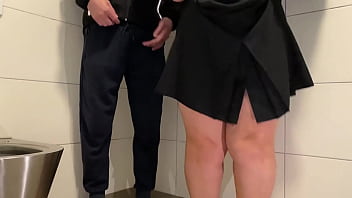 Preview 1 of Mom Please My Room Super Fuck - Curvy step mother makes step son cum in public toilet