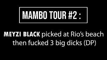 Preview 1 of Securyti Naoimi - Mambo tour #2 : Meyzi Black picked at Rio de Janeiro beach then gets fucked by 3 big cocks (DP,  anal,  ATM,  dirty talk,  balls licking) OB146