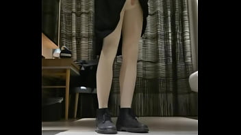 Preview 2 of Xxxvideos Come - tranny femboy jerks off in black dress with huge cumshot