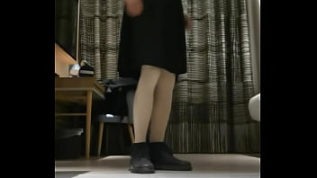 Preview 1 of Xxxvideos Come - tranny femboy jerks off in black dress with huge cumshot