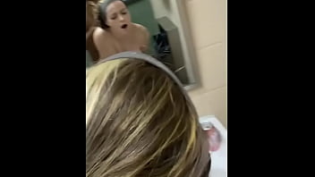 Preview 2 of New Johnny Mom Xxxx - Cute girl gets bent over public bathroom sink