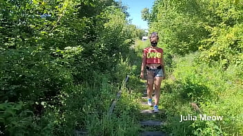 Preview 3 of Destiny Deville Hd Videos - almost caught while flashing boobs on an abandoned railway