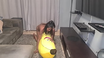 Preview 1 of Wwwjungle Xxxcom - Tattooed desi slut humps a big banana,  close ups