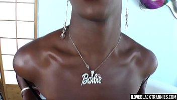 Preview 1 of Beng Balk - Smalltits Ebony tgirl toys ass in solo action