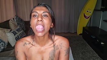 Preview 4 of 16 Age Xxnx - Desi sits on the couch drooling as she sticks out and wiggles her tongue around