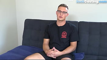 Preview 2 of Home Porn Tubes - Unshaven glasses stud jerks dick at amateur audition
