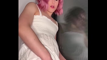 Preview 3 of Ii Taboo - Beautiful bitch sissy slut in pink boots riding realistic dildo and cums