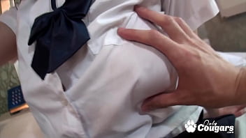 Preview 1 of Nadine Jansen Milk Boobs - Naughty Asian Amateur Lets A Little Dick Fill Her With Jizz - Creampie