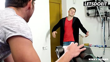 Preview 1 of Arbi Sexx - Big Tits MILF Klara Receives Hardcore DP From Two Fat Cocks In The Garage After Cooking Lunch For Them Because They&#039_re Hard Working Studs - LETSDOEIT