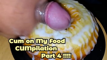 Preview 1 of Sunny Leone Clothes Girl - Cum On My food: Cumpilation part 4