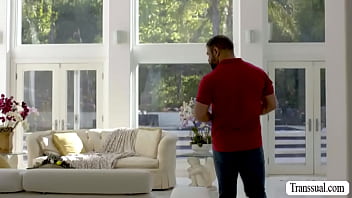 Preview 1 of Mom Trach Son - Latina TS Eva Maxim rimjob and butt fucked by new boyfriend