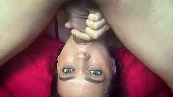 Preview 4 of Black Narse Bootyaas - Upside down deep throat with balls in face - Mila Red Rabbit