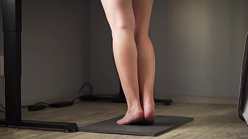 Preview 4 of Gayaththri Xxx - Spying On Teen Calves At Standing Desk