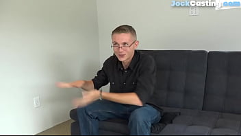 Preview 1 of Masage Sex Hat - Casting jock enjoys stroking his shaved pecker in solo