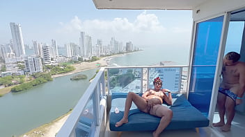 Preview 2 of Sister Brow - Horny Milf Rides Big Cock On Top Floor Of Building - TOMMY MILLER