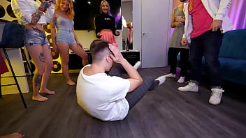 Preview 1 of Gladiator36 Footjob - Pussy party! Orgy of horny students at a party