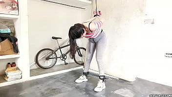 Preview 4 of Big Figar 2x - Bitchy Step-Sister Ball Gagged In Lesbian Strappado Bondage