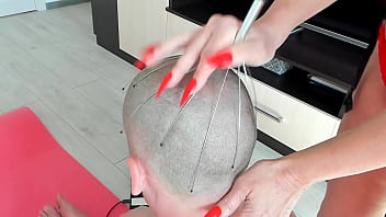 Preview 3 of Bus Teen Sex - Asmr the stepmother does a head massage  with long nails  bdsm