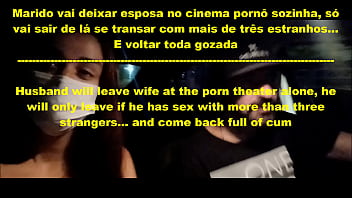 Preview 1 of Dad Caught And Join - Marido deixou esposa entrar no cine porn&ocirc_ sozinha e voltou toda suja de porra e gozada!