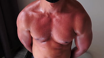 Preview 4 of Hitel Room - Oiled muscle flexing sweat out