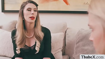 Preview 1 of Pue Mature - Blonde transsexual Casey Kisses fucks milf pussy doggystyle