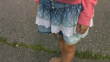 Preview 1 of Girl And Aninals - Bimba Barefoot in her VW Beetle