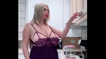 Preview 4 of Dad Sleeping With Dotter - Big natural tits in the kitchen