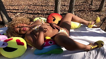 Preview 1 of Wwwreal Mom Son - Nina Rivera plays with her pussy and asshole outside in the woods SuperHotFilms