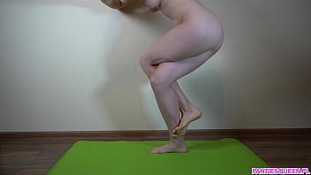 Preview 1 of Xxx Nidhi Agarwal - Sexy student with bulging hairy pussy do naked yoga exercises